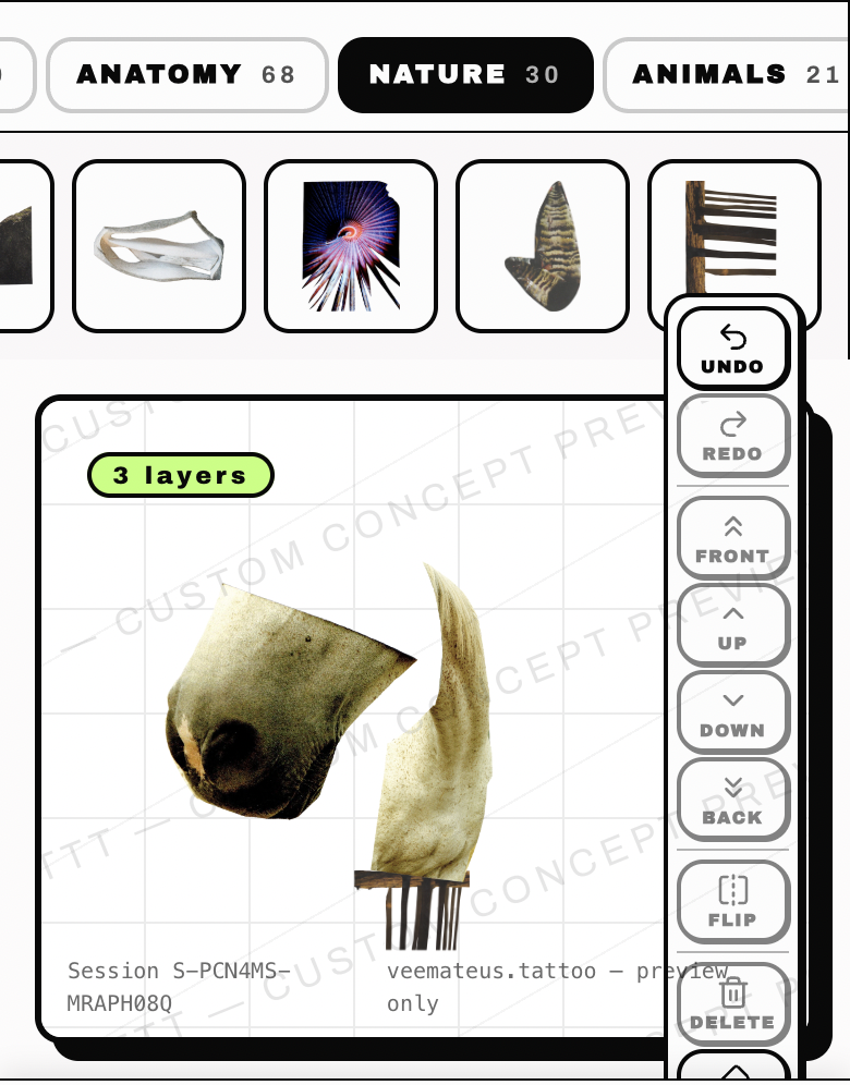 Preview of the tattoo composition canvas