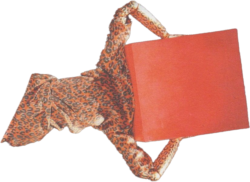 Holding Red Cube — collage cutout