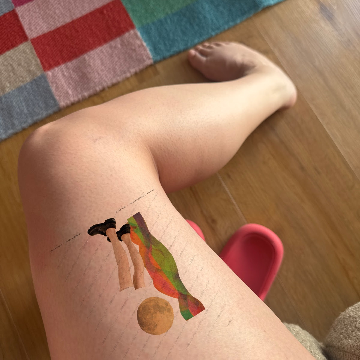 Example: a tattoo composition previewed on the forearm